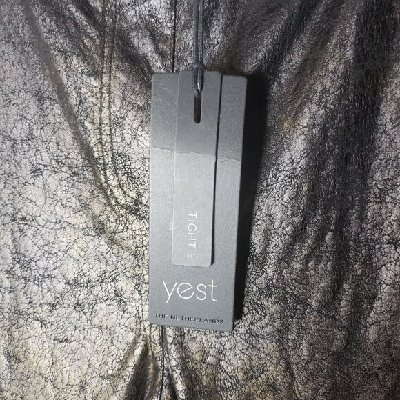 NWT Yest Sz 10 Ornika Essential Texured Vegan Leather Pants, Black/Copper (1420) - Picture 6 of 6